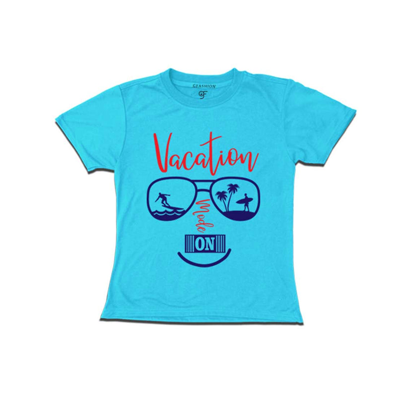 Vacation Mode On T-shirts for Girl in Sky Blue Color available @ gfashion.jpg