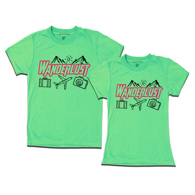 WanderLust Couple T-shirts in Pista Green Color avilable @ gfashion.jpg
