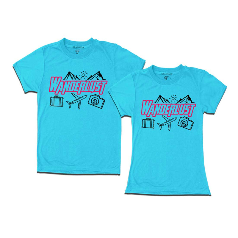 WanderLust Couple T-shirts in Sky Blue Color avilable @ gfashion.jpg