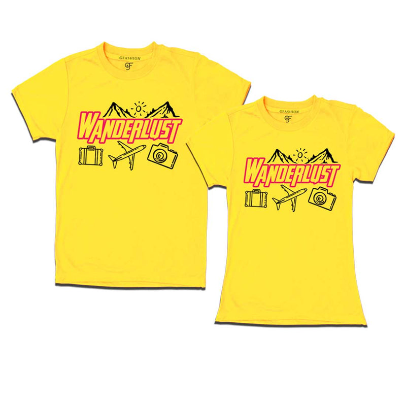 WanderLust Couple T-shirts in Yellow Color avilable @ gfashion.jpg