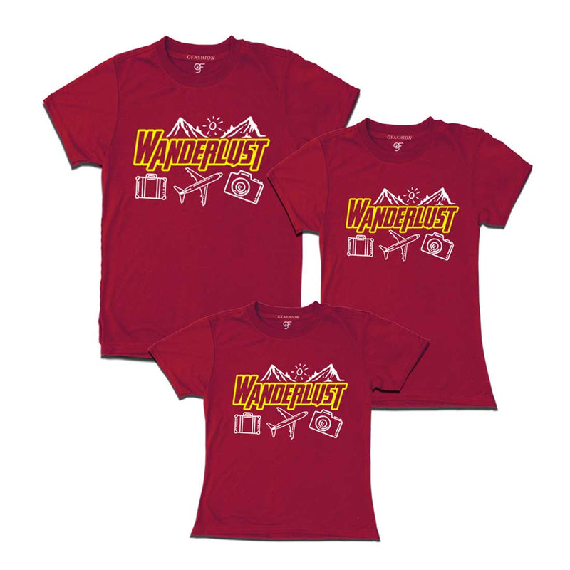 Wanderlust T-shirts for Dad Mom and Daughter in Maroon Color avilable @ gfashion.jpg