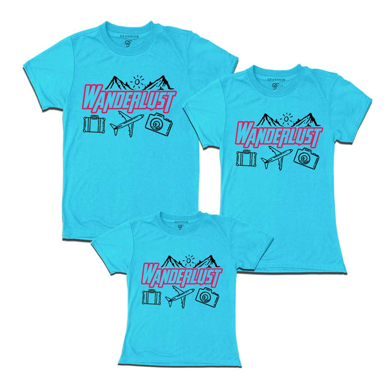 Wanderlust T-shirts for Dad Mom and Daughter in Sky Blue Color avilable @ gfashion.jpg