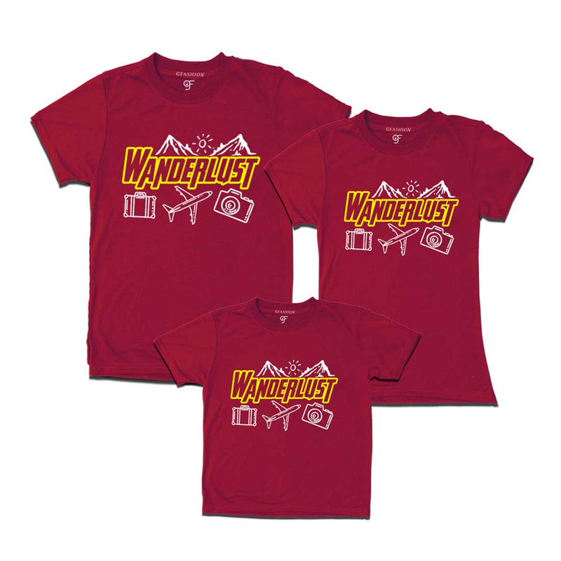 Wanderlust T-shirts for Dad Mom and Son in Maroon Color avilable @ gfashion.jpg
