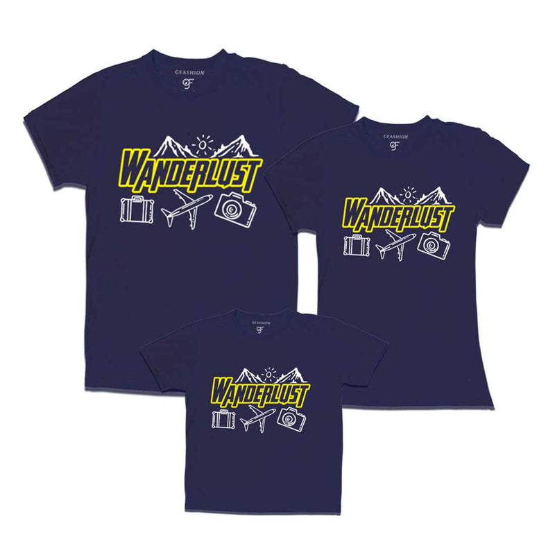 Wanderlust T-shirts for Dad Mom and Son in Navy Color avilable @ gfashion.jpg