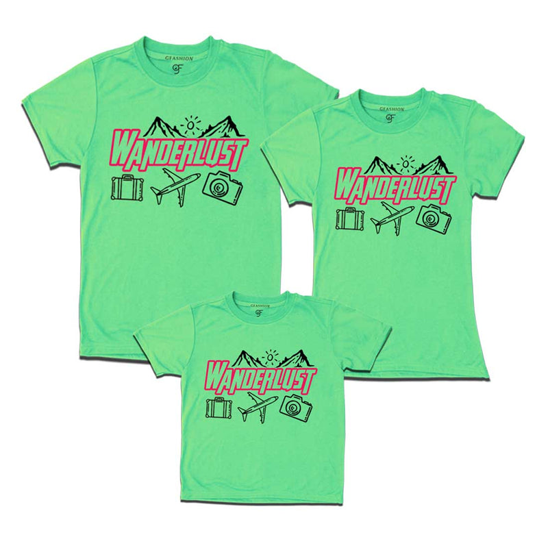 Wanderlust T-shirts for Dad Mom and Son in Pista Green Color avilable @ gfashion.jpg