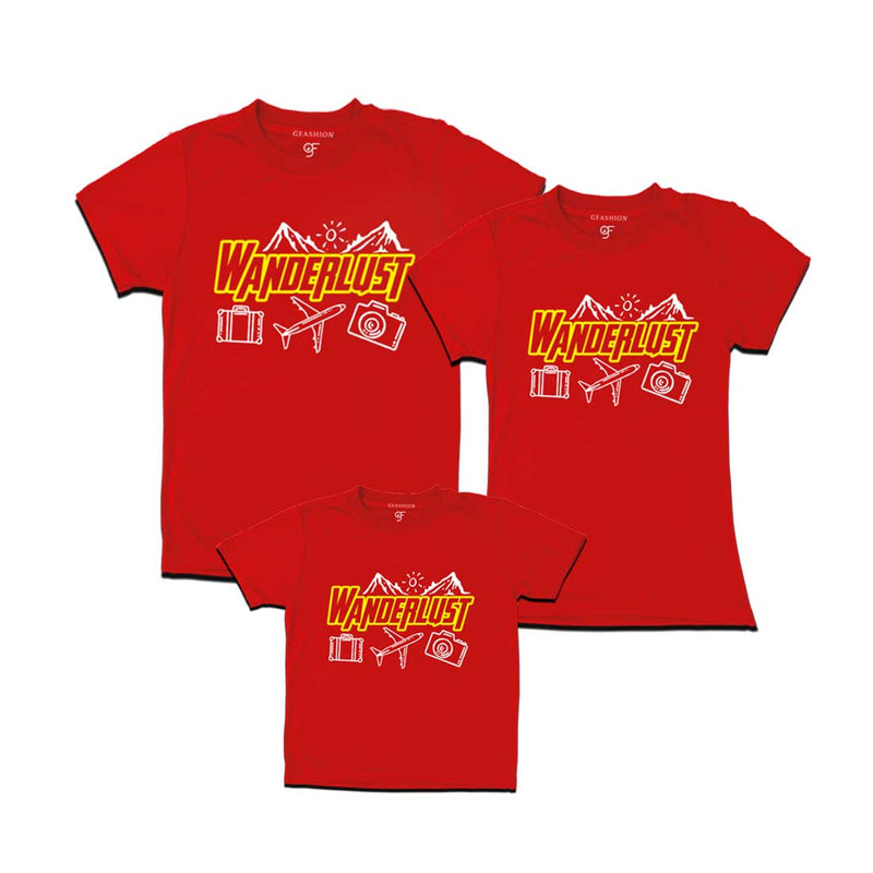 Wanderlust T-shirts for Dad Mom and Son in Red Color avilable @ gfashion.jpg