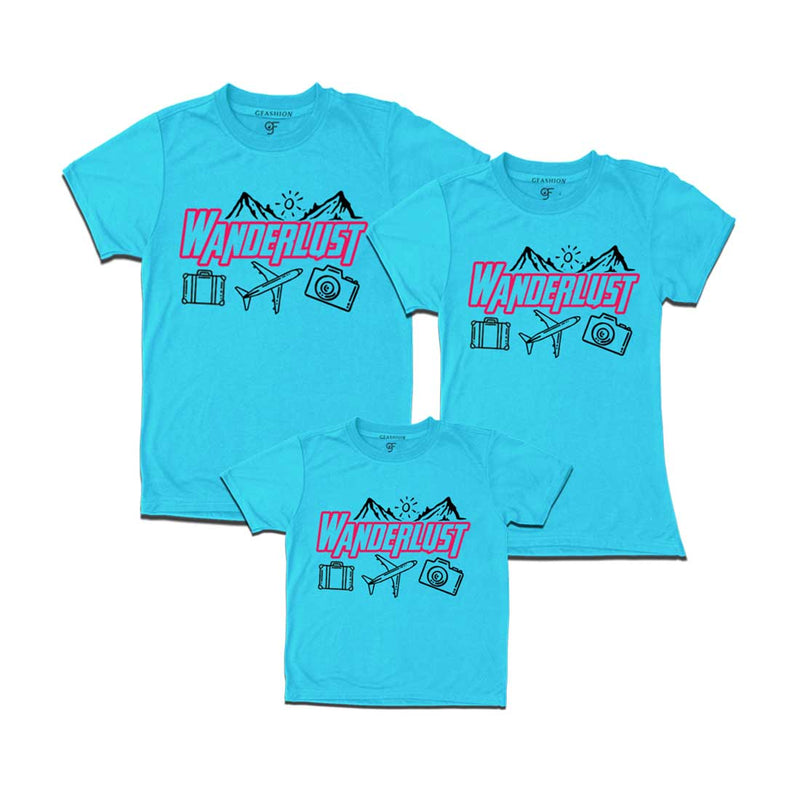 Wanderlust T-shirts for Dad Mom and Son in Sky Blue Color avilable @ gfashion.jpg