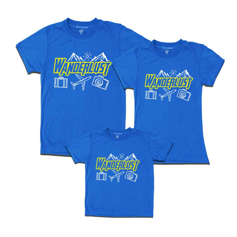 Wanderlust T-shirts for Dad Mom and Son in Blue Color avilable @ gfashion.jpg
