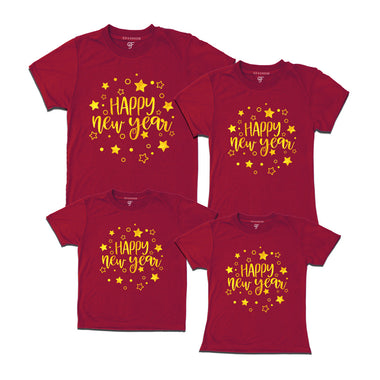 Wish You Happy New Year T-shirts for Family-Friends-Group in Maroon Color avilable @ gfashion.jpg