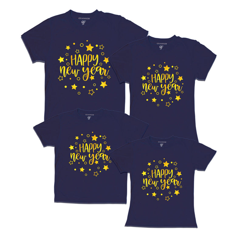 Wish You Happy New Year T-shirts for Family in Navy Color avilable @ gfashion.jpg