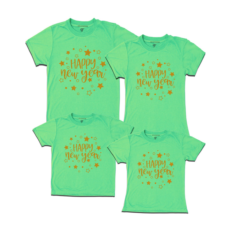 Wish You Happy New Year T-shirts for Family in Pista Green Color avilable @ gfashion.jpg