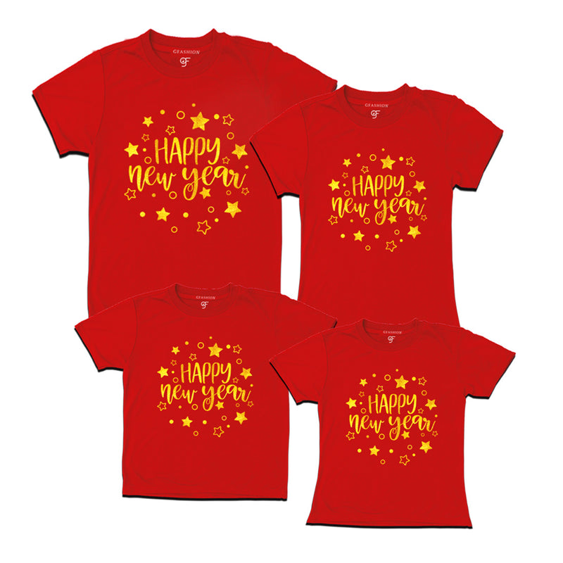 Wish You Happy New Year T-shirts for Family in Red Color avilable @ gfashion.jpg