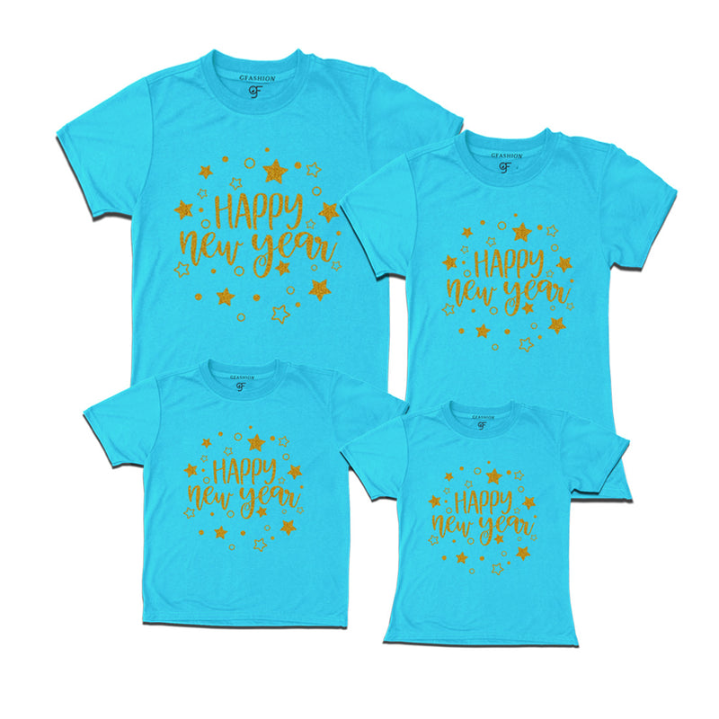Wish You Happy New Year T-shirts for Family in Sky Blue Color avilable @ gfashion.jpg