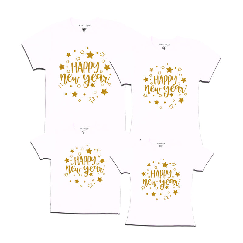 Wish You Happy New Year T-shirts for Family in White Color avilable @ gfashion.jpg