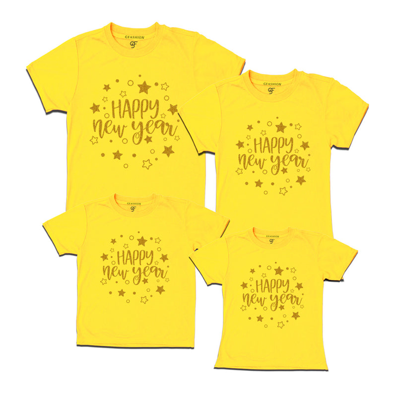 Wish You Happy New Year T-shirts for Family in Yellow Color avilable @ gfashion.jpg