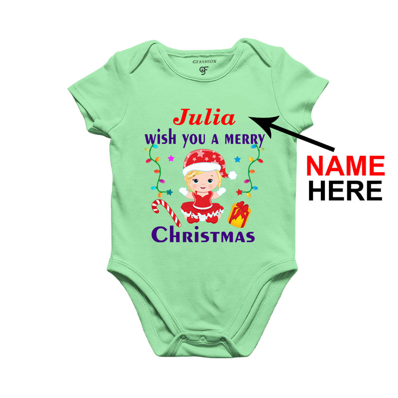 Wish You a Merry Christmas Onesie for Girl with name