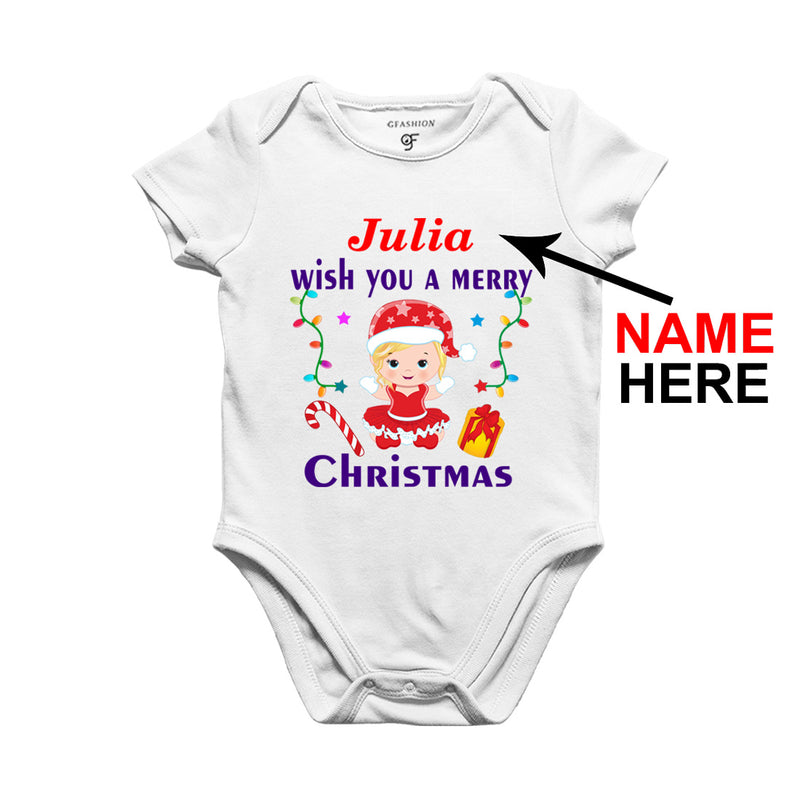 Wish You a Merry Christmas Onesie for Girl with name