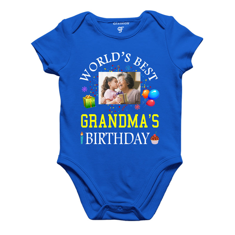 World's Best Grandma's Birthday Photo Bodysuit-Rompers in Blue Color available @ gfashion.jpg
