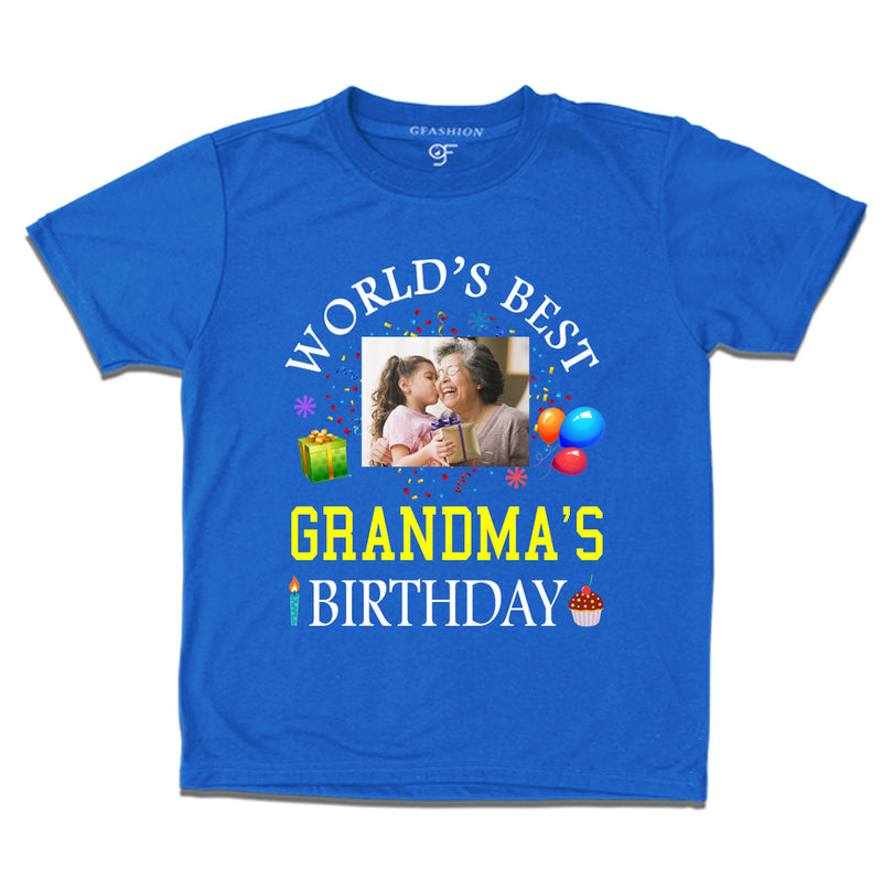 World's Best Grandma's Birthday Photo T-shirt in Blue Color available @ gfashion.jpg
