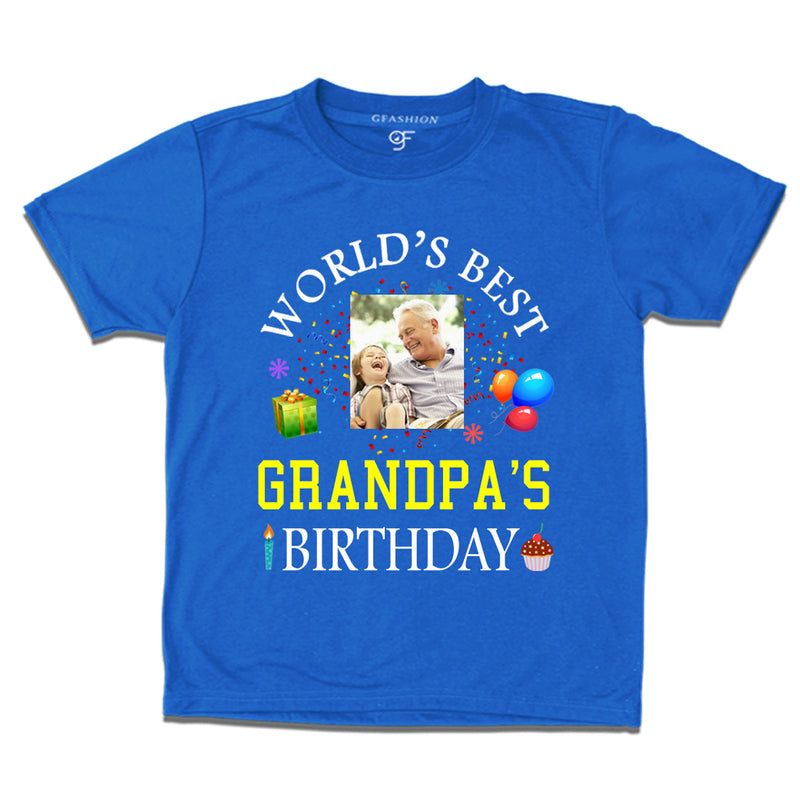 World's Best Grandpa's Birthday Photo T-shirt in Blue Color available @ gfashion.jpg