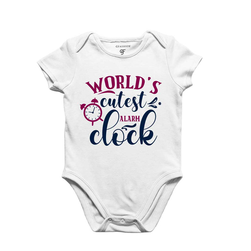 World's Cutest Alarm Clock-Baby Bodysuit or Rompers or Onesie in White Color available @ gfashion.jpg