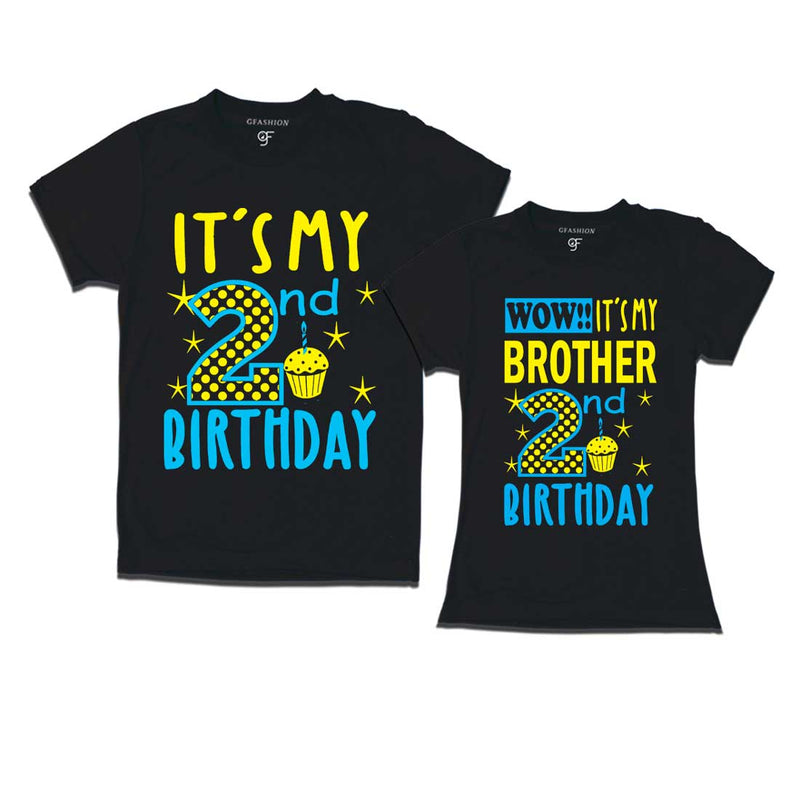 Wow It's My Brother 2nd Birthday T-Shirts Combo in Black Color available @ gfashion.jpg