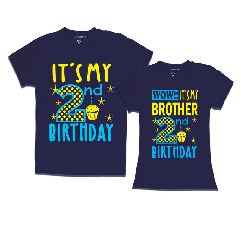 Wow It's My Brother 2nd Birthday T-Shirts Combo in Navy Color available @ gfashion.jpg