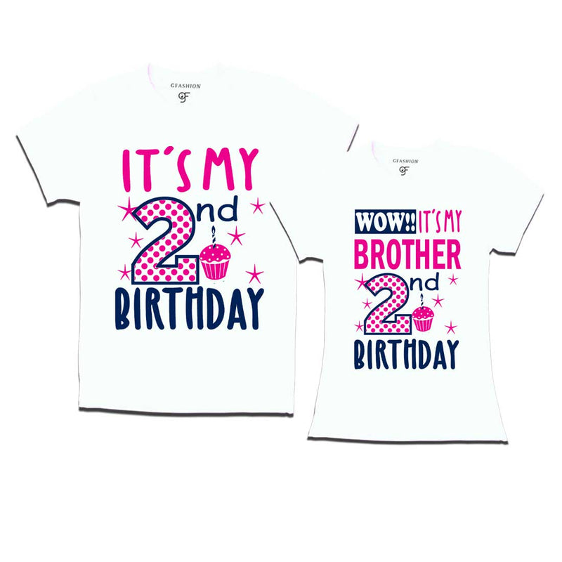 Wow It's My Brother 2nd Birthday T-Shirts Combo in White Color available @ gfashion.jpg