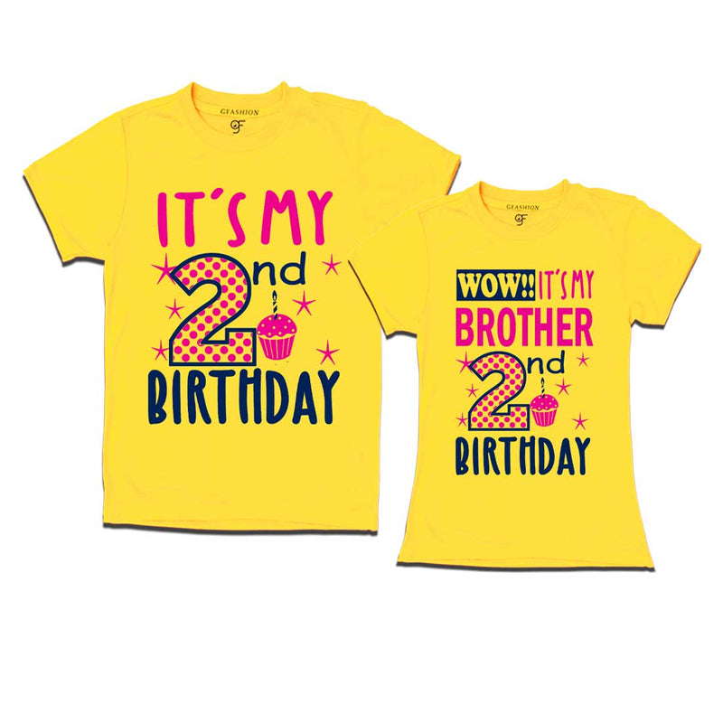 Wow It's My Brother 2nd Birthday T-Shirts Combo in Yellow Color available @ gfashion.jpg