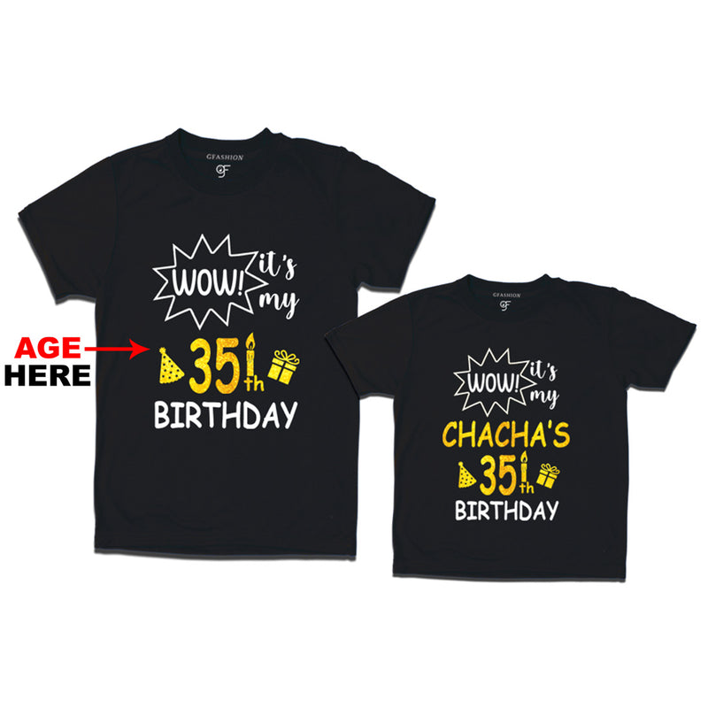 Wow it's My Chacha's Birthday T-shirts Combo with Age Customized in Black Color available @ gfashion.jpg