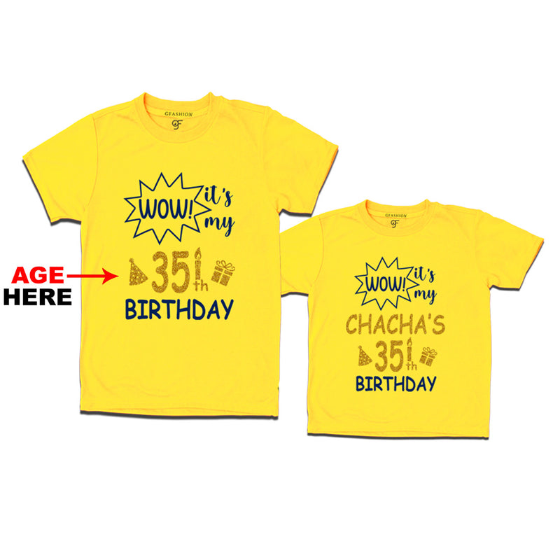 Wow it's My Chacha's Birthday T-shirts Combo with Age Customized in Yellow Color available @ gfashion.jpg