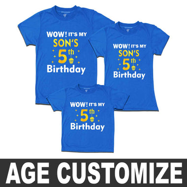 Wow it's My Son's Birthday Family T-shirts- Age Customized in Blue Color available @ gfashion.jp