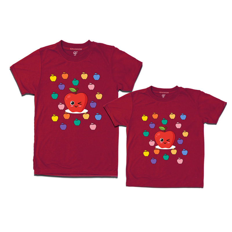 apple t shirts for dad and Son in Maroon Color available @ gfashion.jpg