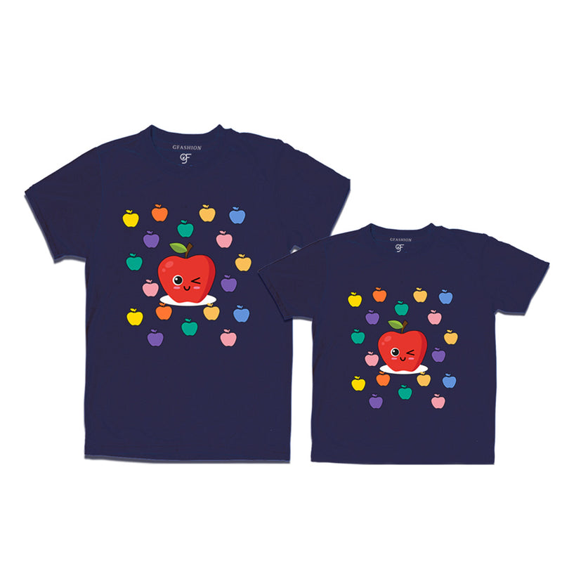 apple t shirts for dad and Son in Navy Color available @ gfashion.jpg