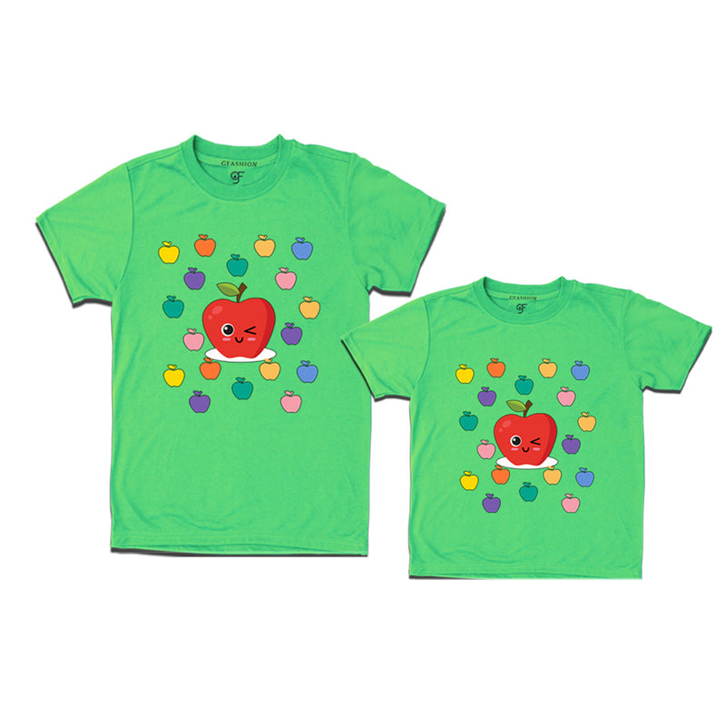 apple t shirts for dad and Son in Pista Green Color available @ gfashion.jpg