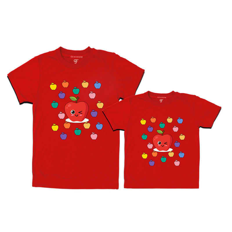 apple t shirts for dad and Son in Red Color available @ gfashion.jpg