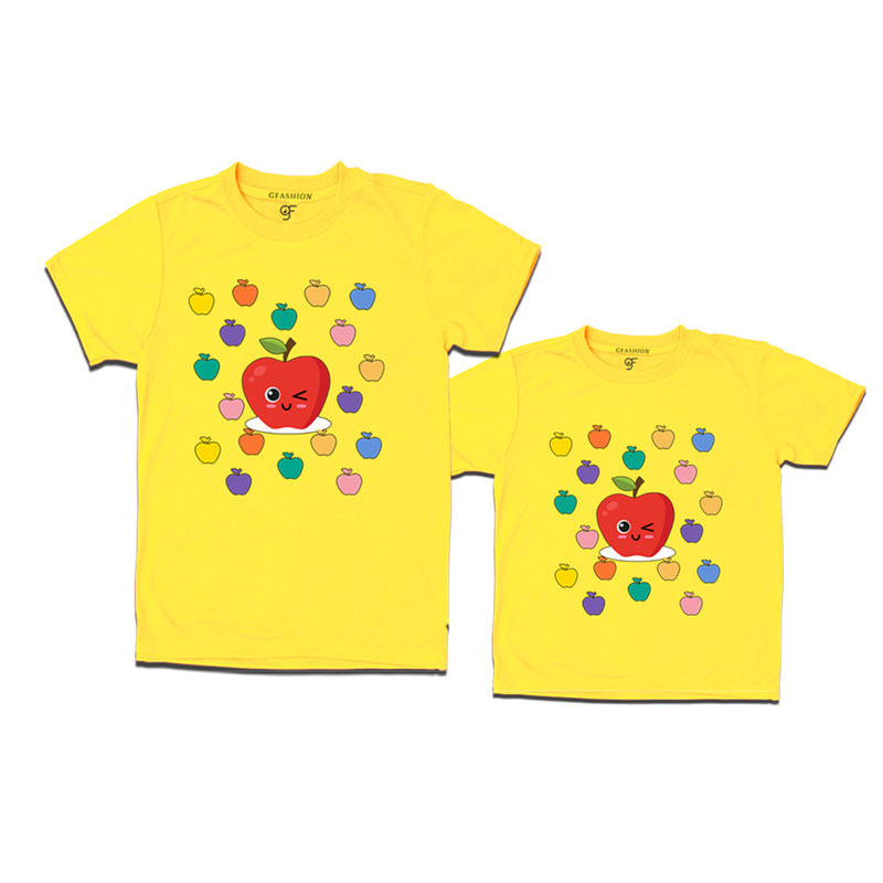 apple t shirts for dad and Son in Yellow Color available @ gfashion.jpg