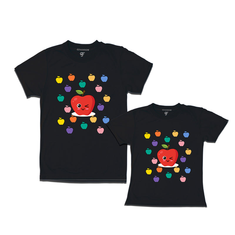 apple t shirts for dad and daughter in Black Color available @ gfashion.jpg