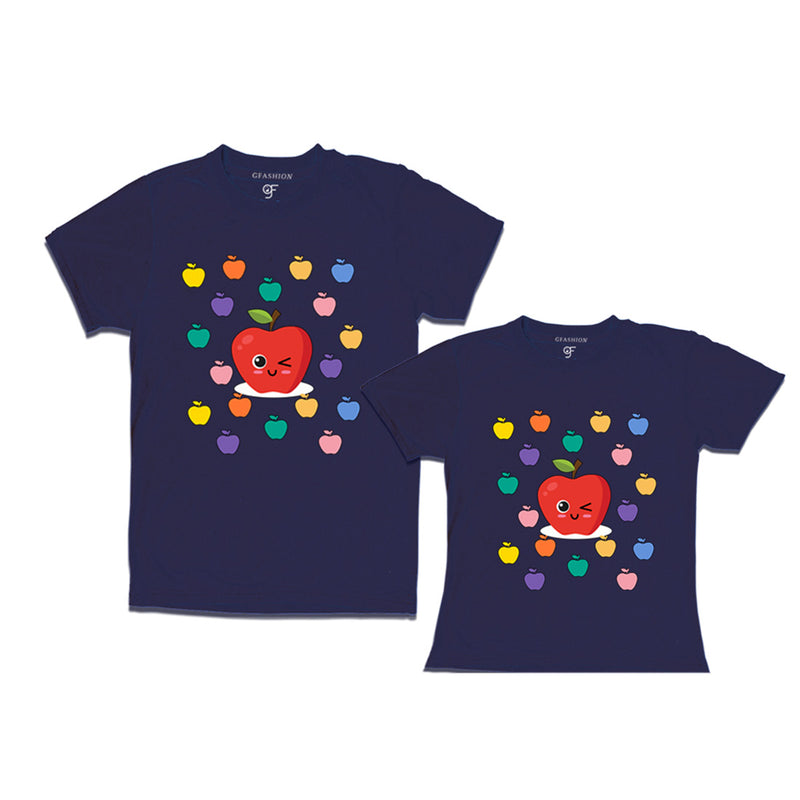 apple t shirts for dad and daughter in Navy Color available @ gfashion.jpg