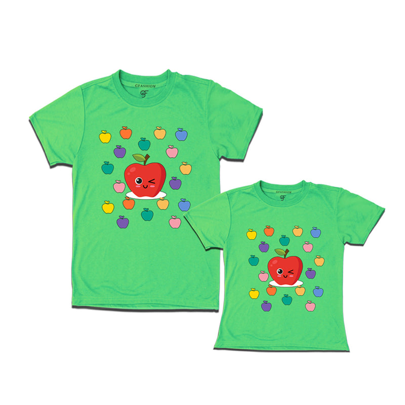 apple t shirts for dad and daughter in Pista Green Color available @ gfashion.jpg