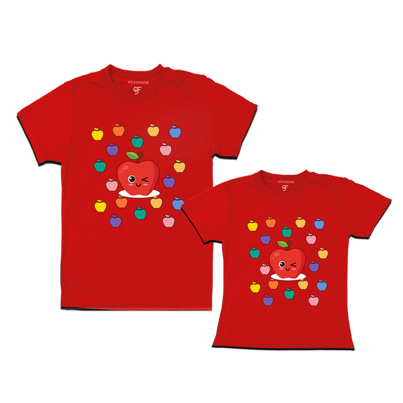 apple t shirts for dad and daughter in Red Color available @ gfashion.jpg