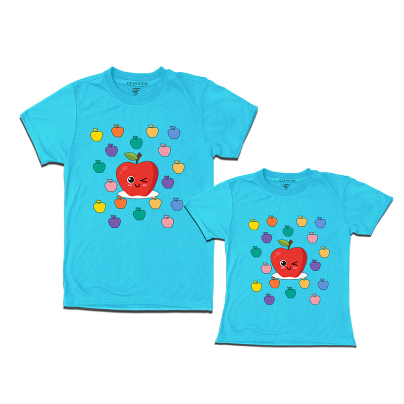 apple t shirts for dad and daughter in Sky Blue Color available @ gfashion.jpg