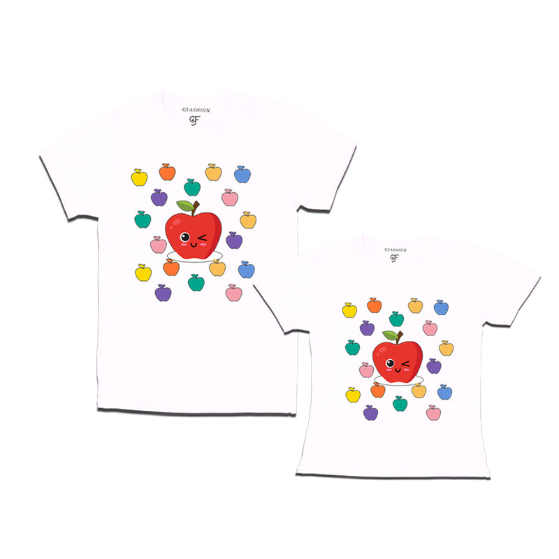 apple t shirts for dad and daughter in White Color available @ gfashion.jpg