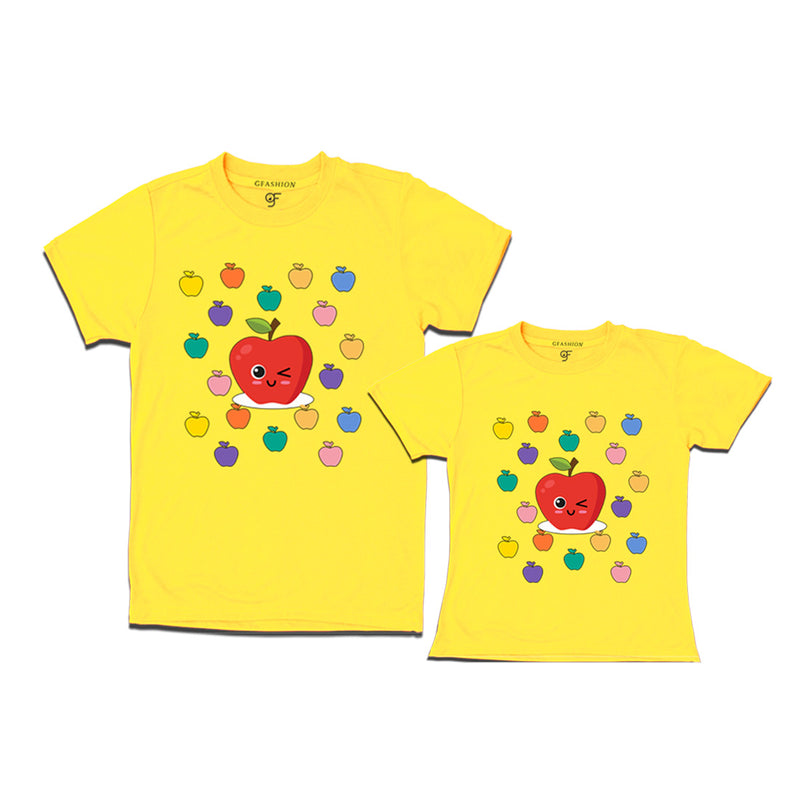 apple t shirts for dad and daughter in Yellow Color available @ gfashion.jpg