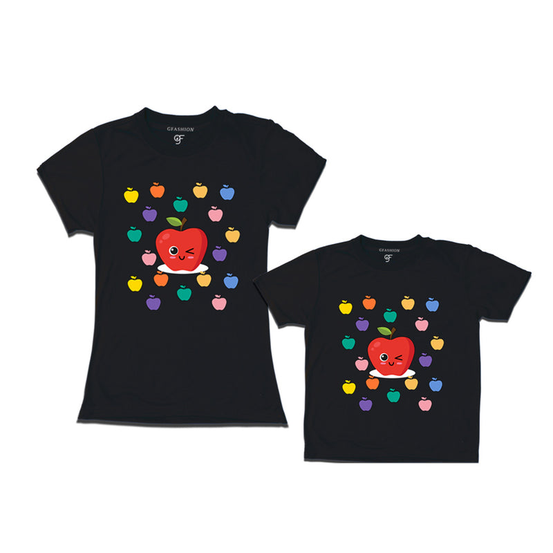 apple t shirts for mom and Son in Black Color available @ gfashion.jpg