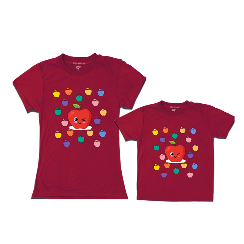 apple t shirts for mom and Son in Maroon Color available @ gfashion.jpg