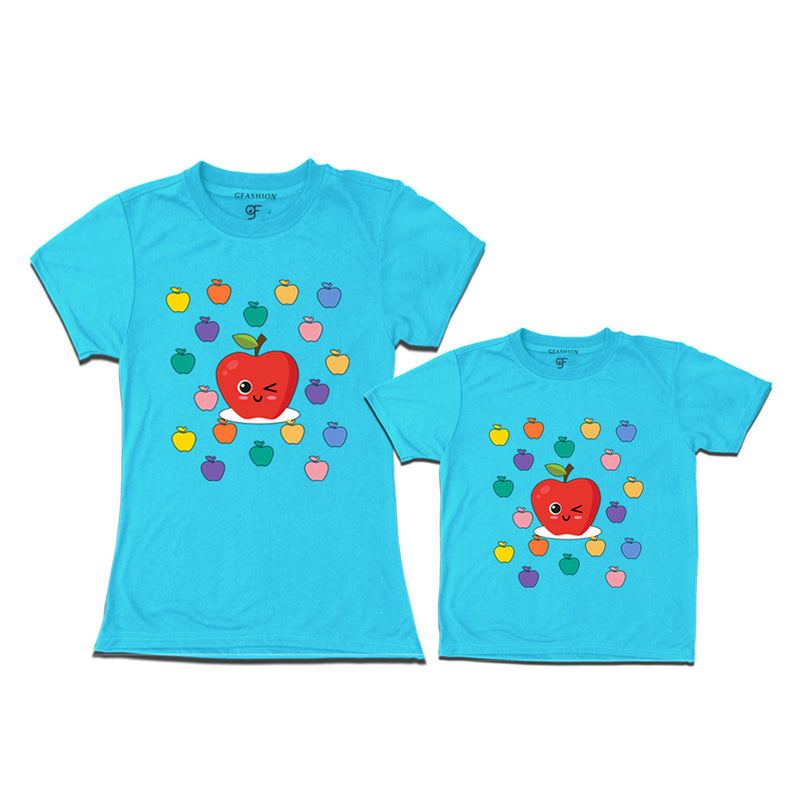 apple t shirts for mom and Son in Sky Blue Color available @ gfashion.jpg