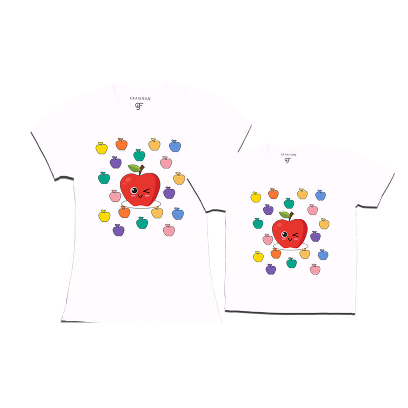 apple t shirts for mom and Son in White Color available @ gfashion.jpg