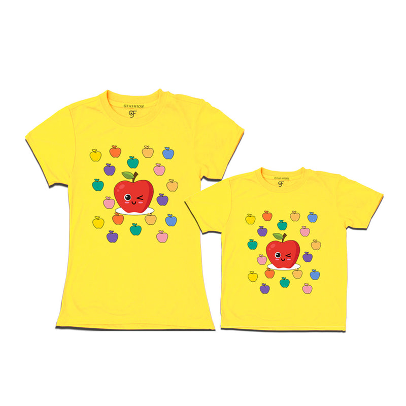 apple t shirts for mom and Son in Yellow Color available @ gfashion.jpg