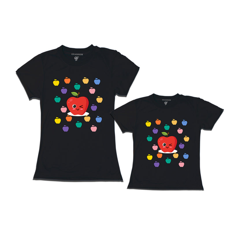 apple t shirts for mom and daughter in Black Color available @ gfashion.jpg
